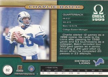 1999 Pacific Omega - Platinum Blue #82 Charlie Batch Back