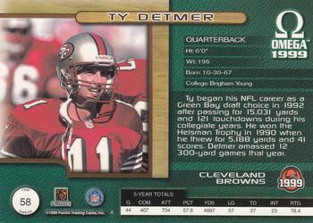 1999 Pacific Omega - Premiere Date #58 Ty Detmer Back