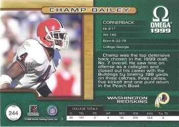 1999 Pacific Omega - Premiere Date #244 Champ Bailey Back