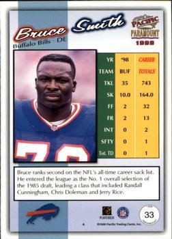 1999 Pacific Paramount - Copper #33 Bruce Smith Back