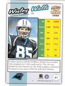 1999 Pacific Paramount - Copper #41 Wesley Walls Back