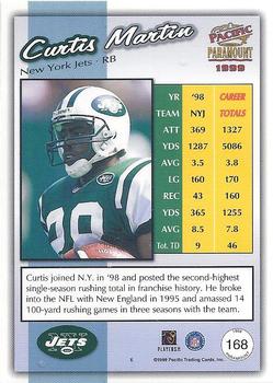 1999 Pacific Paramount - Copper #168 Curtis Martin Back