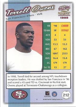 1999 Pacific Paramount - Copper #212 Terrell Owens Back