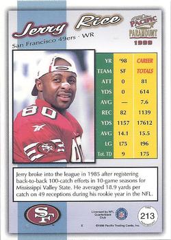 1999 Pacific Paramount - Copper #213 Jerry Rice Back