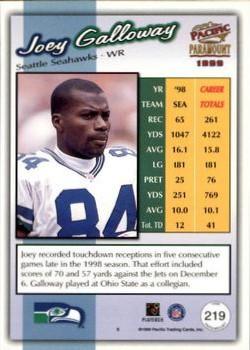 1999 Pacific Paramount - Copper #219 Joey Galloway Back