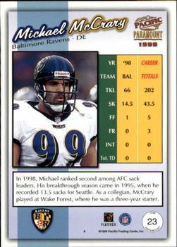 1999 Pacific Paramount - Gold #23 Michael McCrary Back