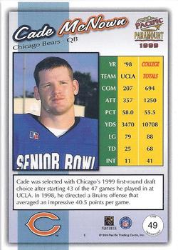 1999 Pacific Paramount - Gold #49 Cade McNown Back