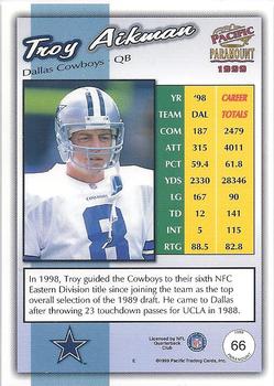 1999 Pacific Paramount - Gold #66 Troy Aikman Back