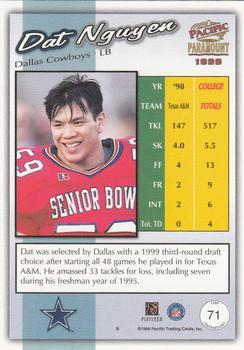 1999 Pacific Paramount - Gold #71 Dat Nguyen Back