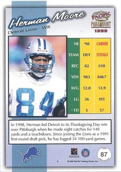 1999 Pacific Paramount - Gold #87 Herman Moore Back