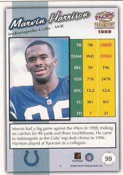 1999 Pacific Paramount - Gold #99 Marvin Harrison Back