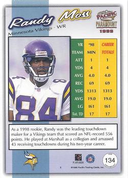 1999 Pacific Paramount - Gold #134 Randy Moss Back