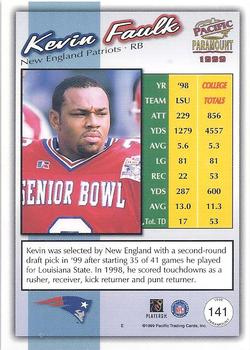 1999 Pacific Paramount - Gold #141 Kevin Faulk Back