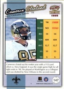 1999 Pacific Paramount - Gold #147 Cameron Cleeland Back