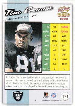 1999 Pacific Paramount - Gold #171 Tim Brown Back