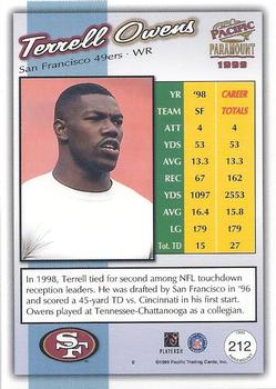 1999 Pacific Paramount - Gold #212 Terrell Owens Back