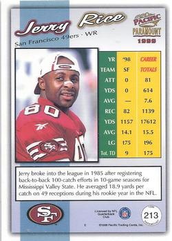 1999 Pacific Paramount - Gold #213 Jerry Rice Back