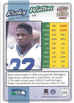1999 Pacific Paramount - Gold #225 Ricky Watters Back