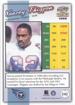 1999 Pacific Paramount - Gold #242 Yancey Thigpen Back