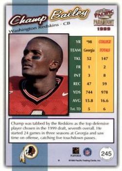1999 Pacific Paramount - Gold #245 Champ Bailey Back