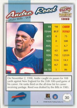 1999 Pacific Paramount - HoloGold #30 Andre Reed Back