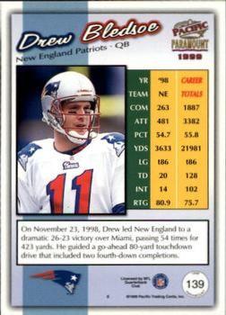 1999 Pacific Paramount - HoloGold #139 Drew Bledsoe Back