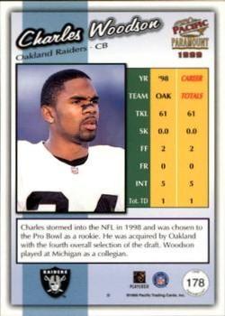 1999 Pacific Paramount - HoloGold #178 Charles Woodson Back