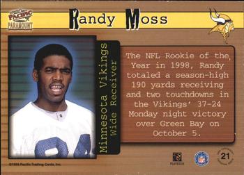 1999 Pacific Paramount - Personal Bests #21 Randy Moss Back