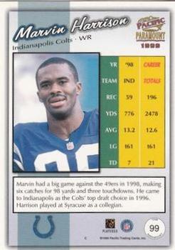 1999 Pacific Paramount - Premiere Date #99 Marvin Harrison Back