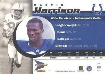 1999 Pacific Prism - Holographic Blue #60 Marvin Harrison Back