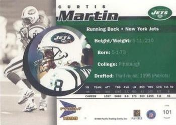 1999 Pacific Prism - Holographic Blue #101 Curtis Martin Back