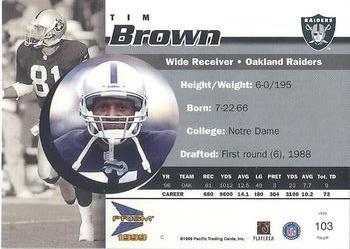 1999 Pacific Prism - Holographic Blue #103 Tim Brown Back