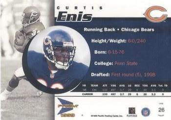 1999 Pacific Prism - Holographic Gold #26 Curtis Enis Back
