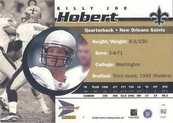 1999 Pacific Prism - Holographic Gold #92 Billy Joe Hobert Back