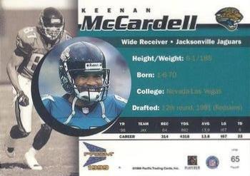 1999 Pacific Prism - Premiere Date #65 Keenan McCardell Back