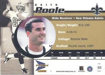 1999 Pacific Prism - Premiere Date #93 Keith Poole Back