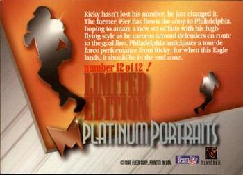 1995 Fleer Metal - Platinum Portraits #12 Ricky Watters Back