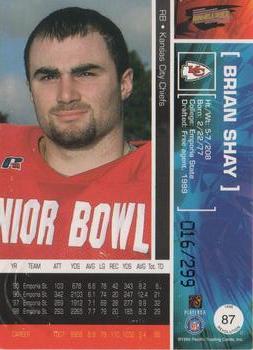 1999 Pacific Revolution - Red #87 Brian Shay Back