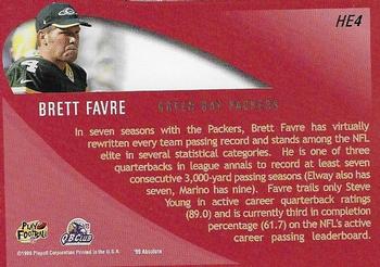 1999 Playoff Absolute EXP - Heroes #HE4 Brett Favre Back