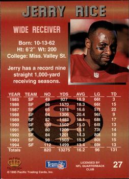 1995 Pacific #27 Jerry Rice Back
