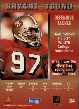 1995 Pacific #34 Bryant Young Back