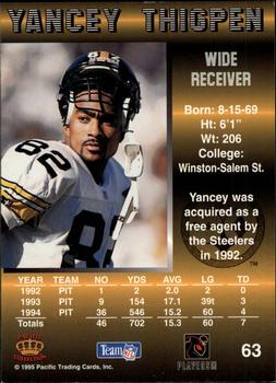1995 Pacific #63 Yancey Thigpen Back