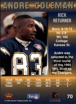1995 Pacific #70 Andre Coleman Back