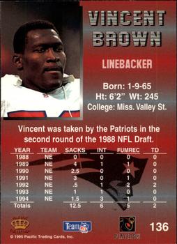 1995 Pacific #136 Vincent Brown Back
