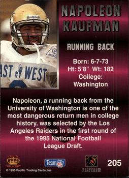 1995 Pacific #205 Napoleon Kaufman Back