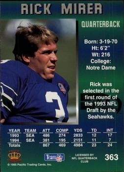 1995 Pacific #363 Rick Mirer Back