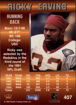 1995 Pacific #407 Ricky Ervins Back