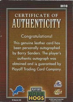 1999 Playoff Absolute SSD - Boss Hogs Autographs #BH10 Barry Sanders Back