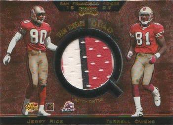 1999 Playoff Absolute SSD - Team Jersey Quad #TQ13 Steve Young / Garrison Hearst / Jerry Rice / Terrell Owens Back