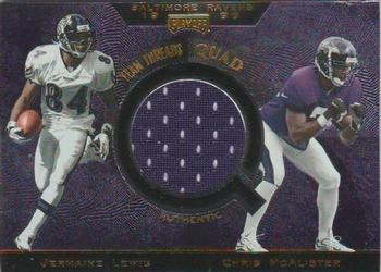 1999 Playoff Absolute SSD - Team Jersey Quad #TQ25 Jermaine Lewis / Chris McAlister / Priest Holmes / Tony Banks Front